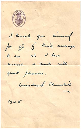 Letter from Winston Churchill