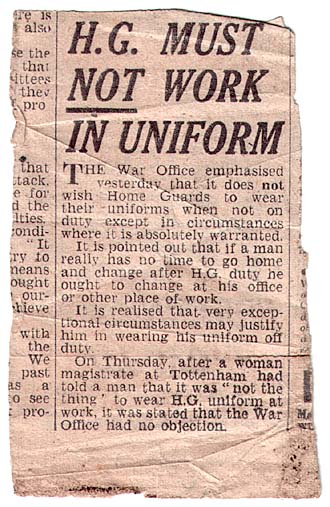 Home Guard Must Not Work In Uniform